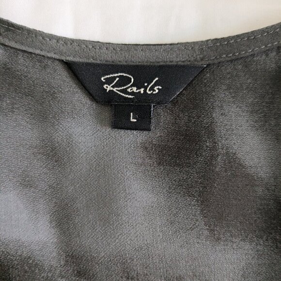 Rails Blouse Women's Large Slate Hillary Crossover Snap Tie-Dye Long Sleeve Top - Picture 4 of 16